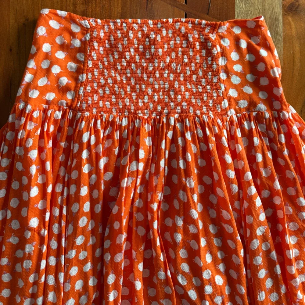 Anthropologie Vibrant Red Floral Midi Skirt - Picture 10 of 10